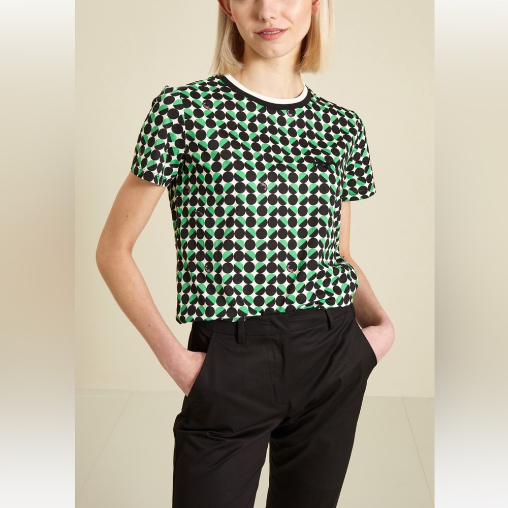 SOLD! MARELLA MAXMARA Labeled as Intrend Green Geometric T-shirt Size:L NWT - Picture 1 of 13